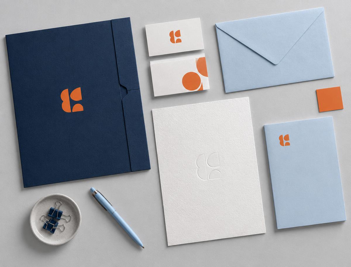Coordinated stationery and geometric brand identity concept