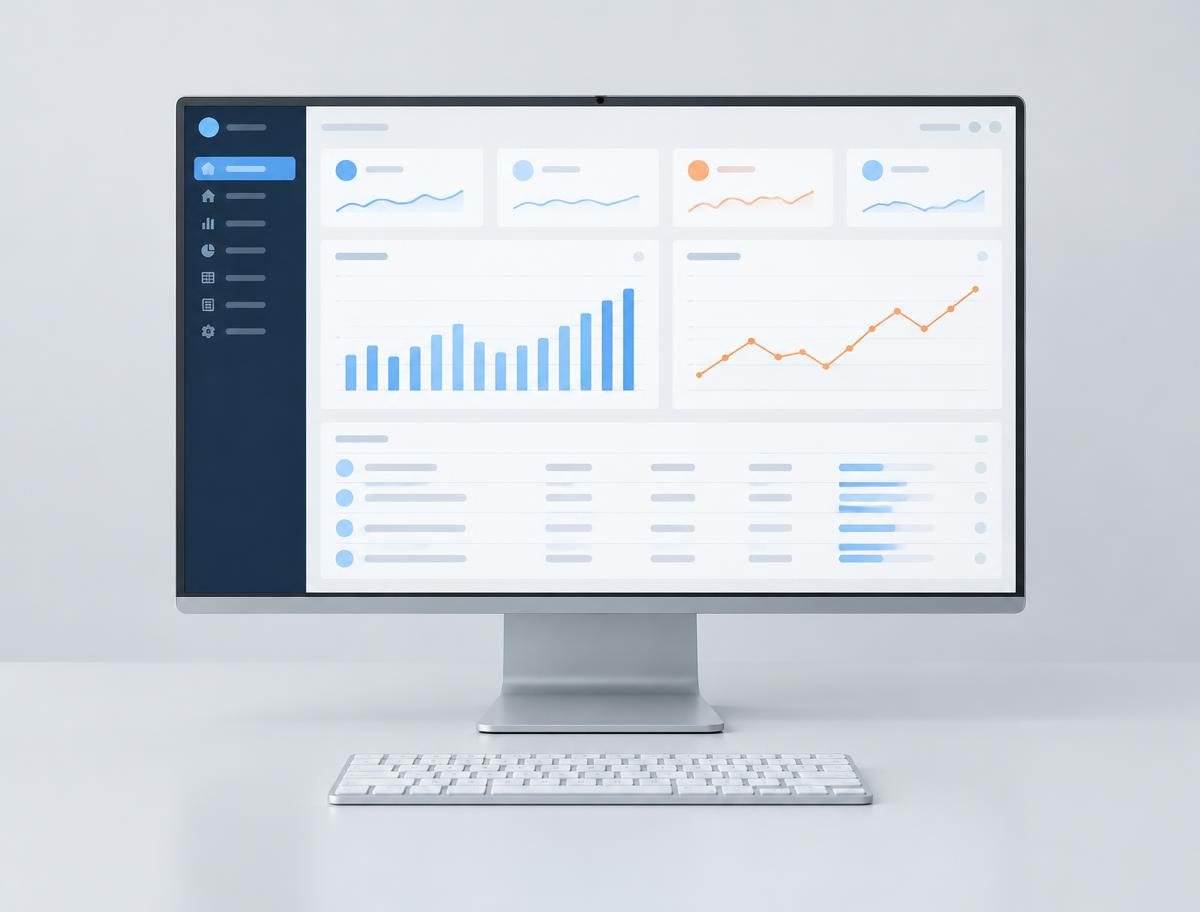 Analytics dashboard concept with charts and structured data