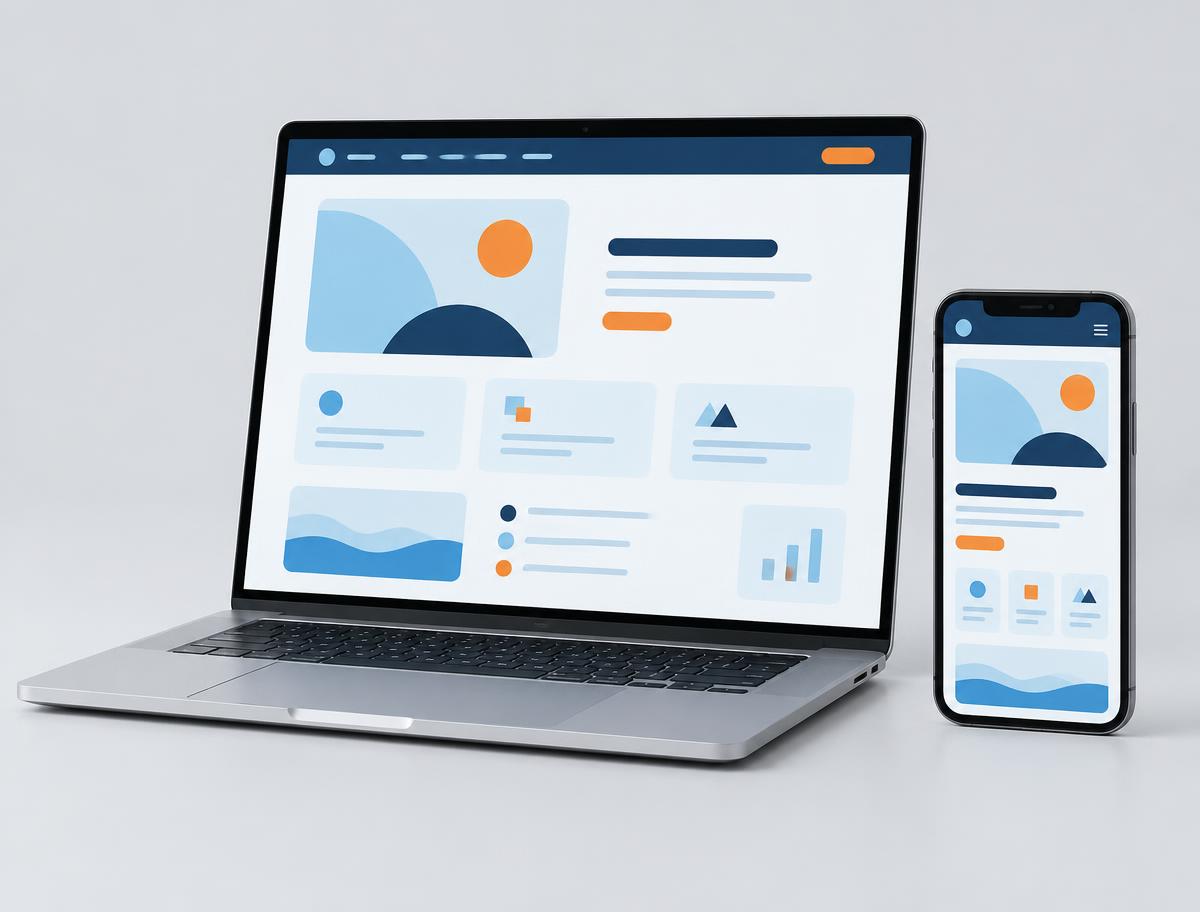 Web and mobile interface concept on a laptop and phone